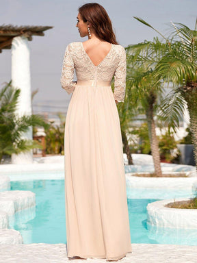 Color=Rose Clair | Robe de soirée glamour à demi-manches col rond et dos brodé pour maternité-Rose Clair 2