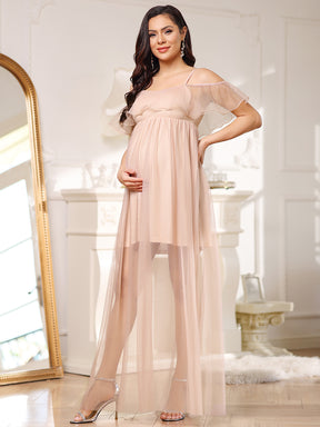 Maxi robe de maternité à bretelles fines et double épaisseur