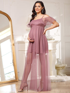 Maxi robe de maternité à bretelles fines et double épaisseur