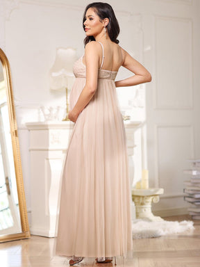 Color=Rose | Robe de maternité sexy en sequins à bretelles spaghetti-Rose 2