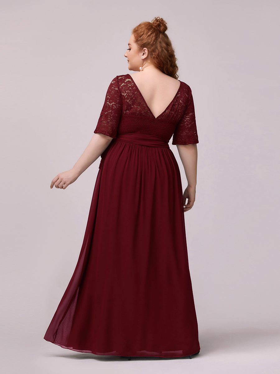 Grande taille Maxi longue dentelle Illusion Robes de mère de la mariée