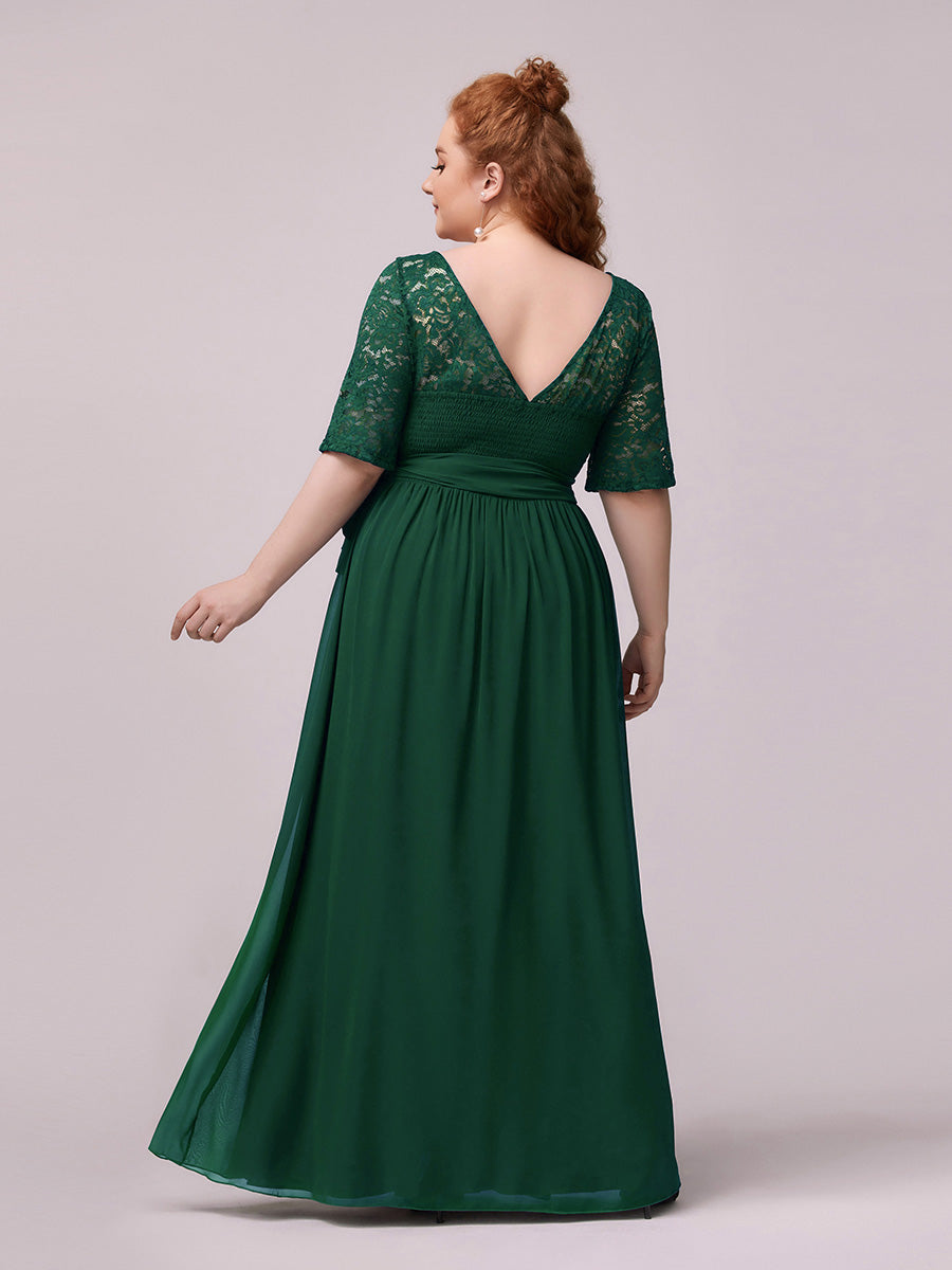 Grande taille Maxi longue dentelle Illusion Robes de mère de la mariée