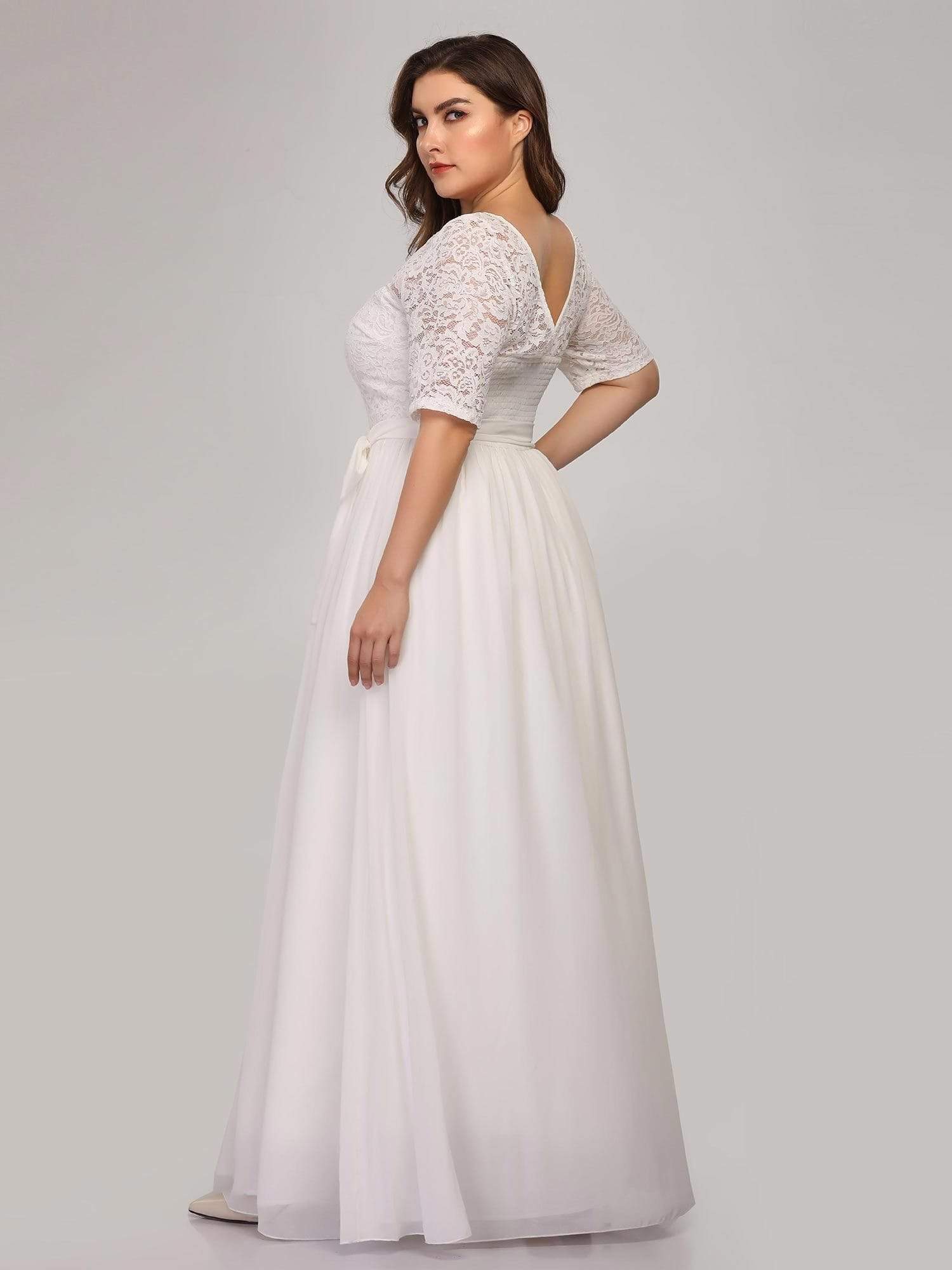 Grande taille Maxi longue dentelle Illusion Robes de mère de la mariée