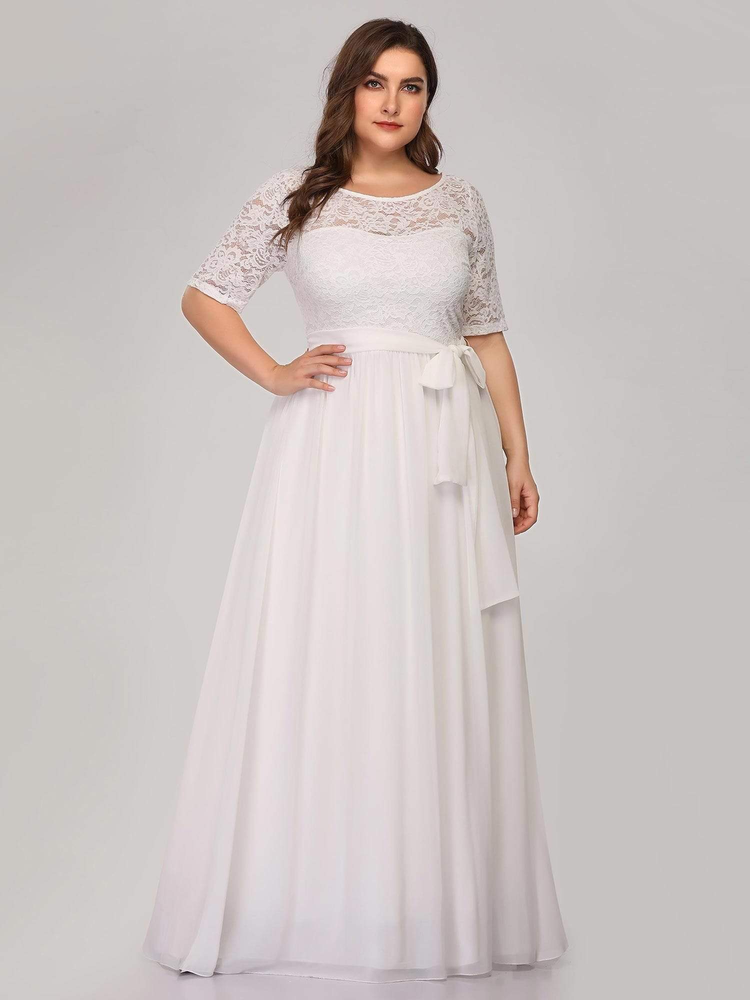 Grande taille Maxi longue dentelle Illusion Robes de mère de la mariée