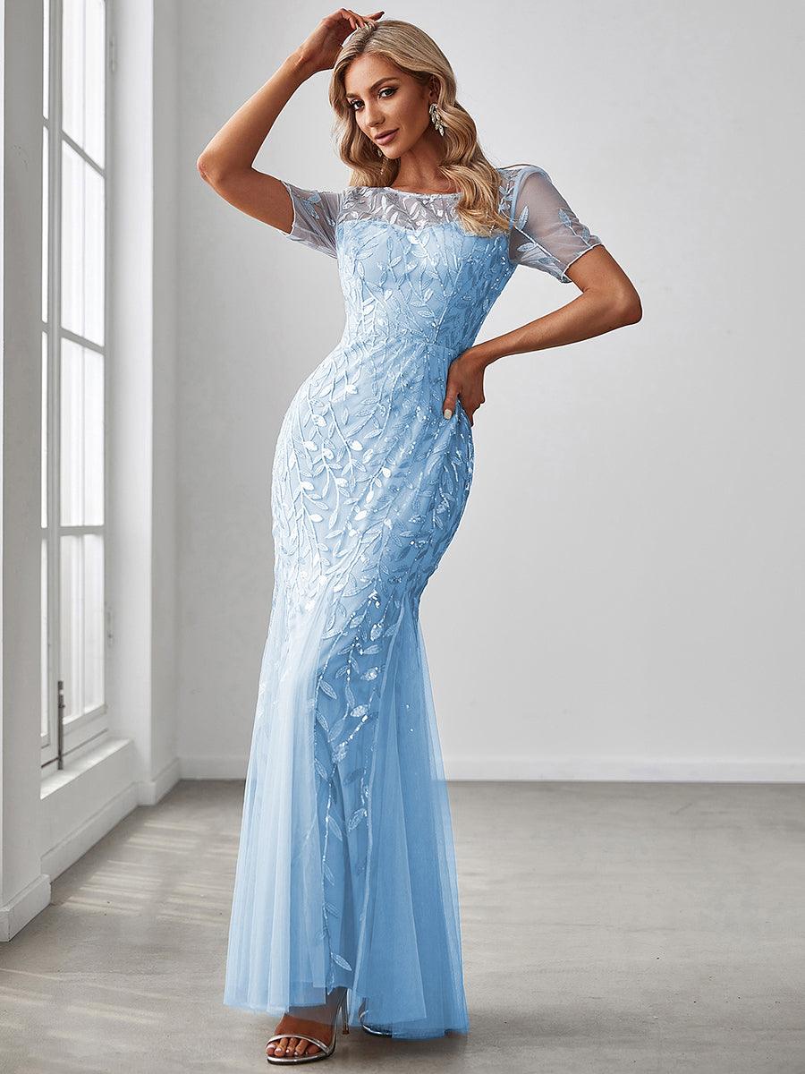 Taille personnalisée robes Longues Sirène en Tulle à Imprimé Floral et Paillettes #couleur_Noir & Or