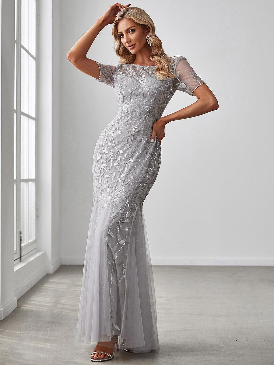Taille personnalisée robes Longues Sirène en Tulle à Imprimé Floral et Paillettes #couleur_Noir & Or
