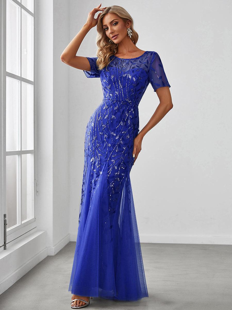 Taille personnalisée robes Longues Sirène en Tulle à Imprimé Floral et Paillettes #couleur_Noir & Or