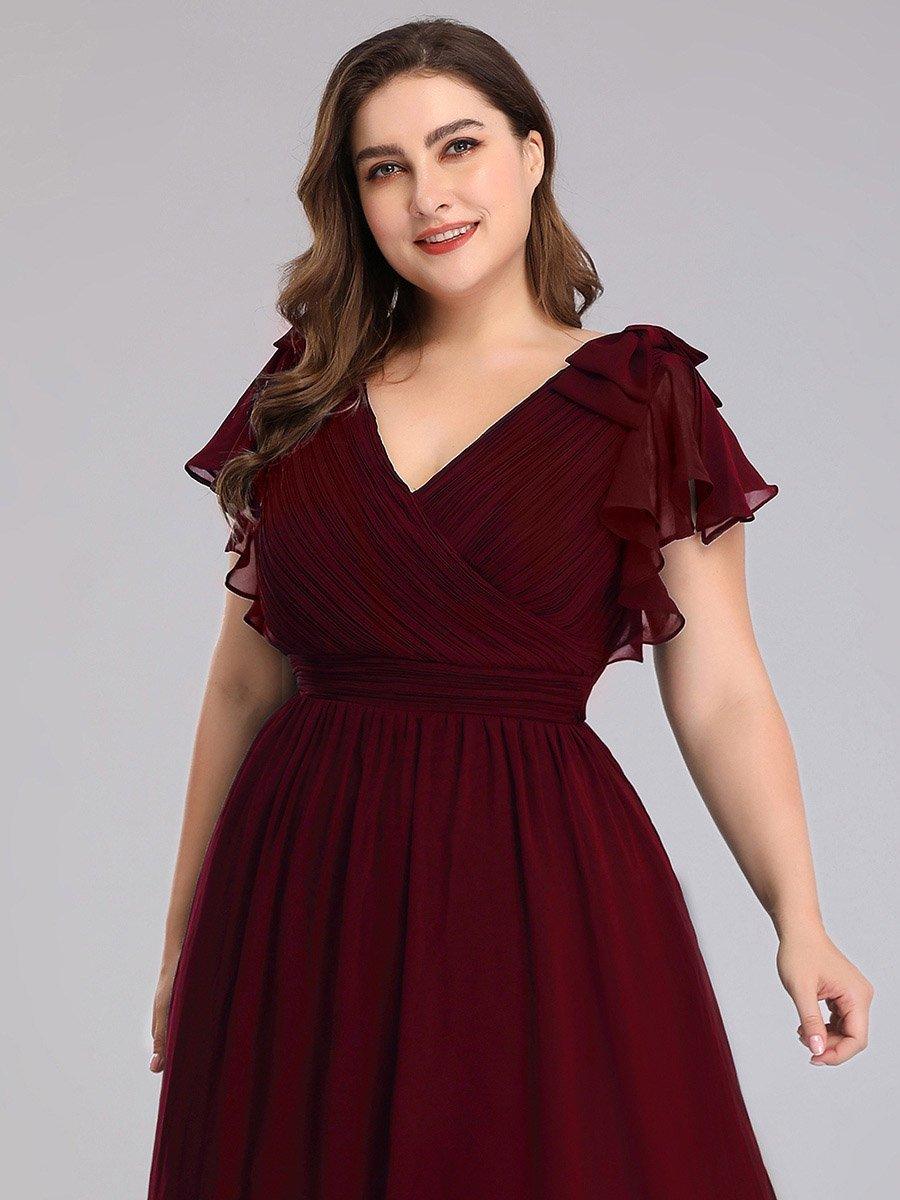 Robe Demoiselle d'Honneur Longue Grande Taille en Mousseline #Couleur_Bordeaux