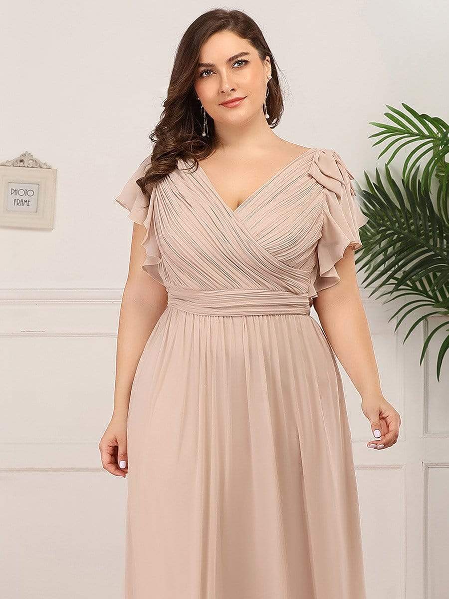 Robe Demoiselle d'Honneur Longue Grande Taille en Mousseline