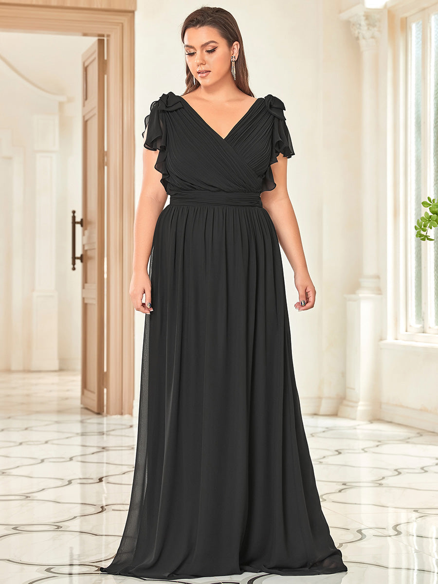 Robe Demoiselle d'Honneur Longue Grande Taille en Mousseline