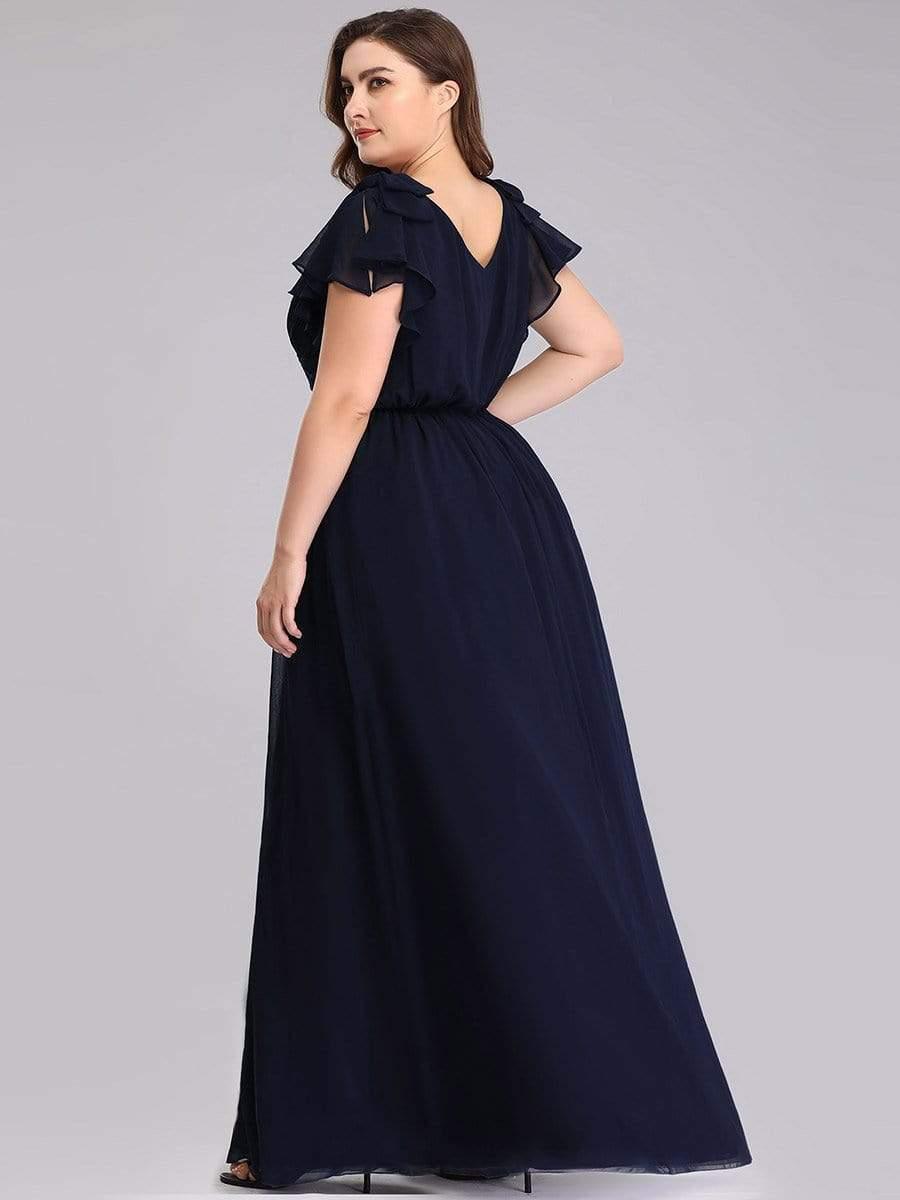 Robe Demoiselle d'Honneur Longue Grande Taille en Mousseline