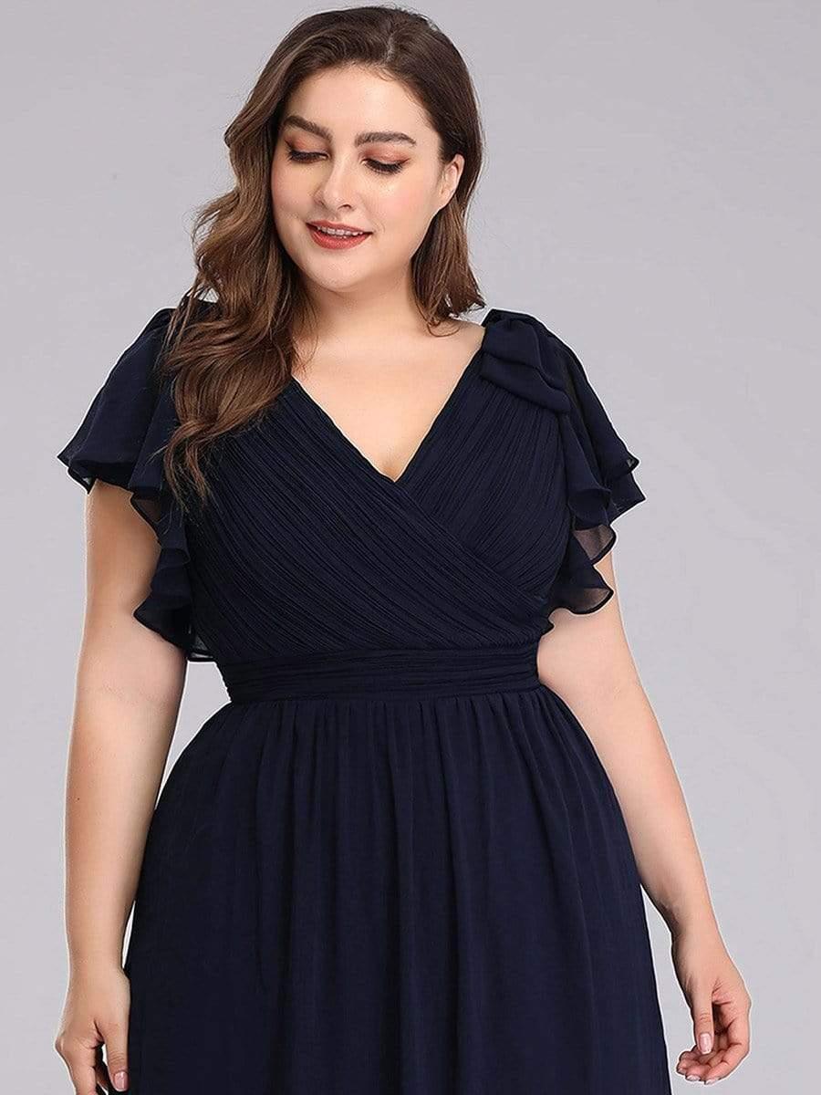 Robe Demoiselle d'Honneur Longue Grande Taille en Mousseline #Couleur_Bleu Marine