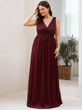 Robe de Soirée Grande Taille Longue Scintillante à Col en V