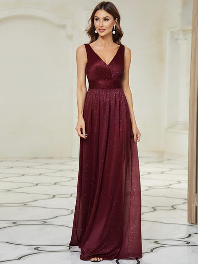 ever STERLING|Robe de Soirée Longue Scintillante à Col en V Profond