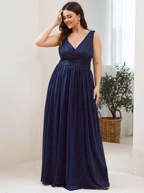 Robe de Soirée Grande Taille Longue Scintillante à Col en V