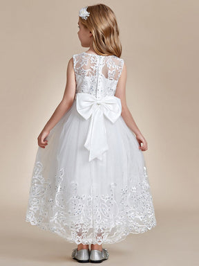 Robe Enfant d'Honneur Princesse en Tulle Aappliques délicates nœud papillon