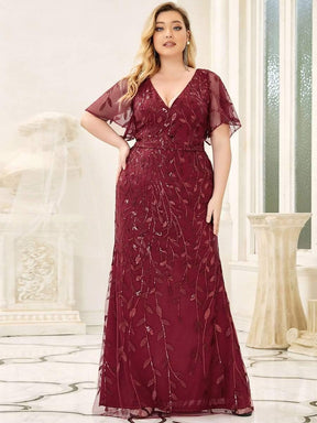 Robe de Soirée Longue Grande Taille Sirène à Pailletée à Col en V