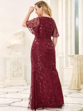 Robe de Soirée Longue Grande Taille Sirène à Pailletée à Col en V